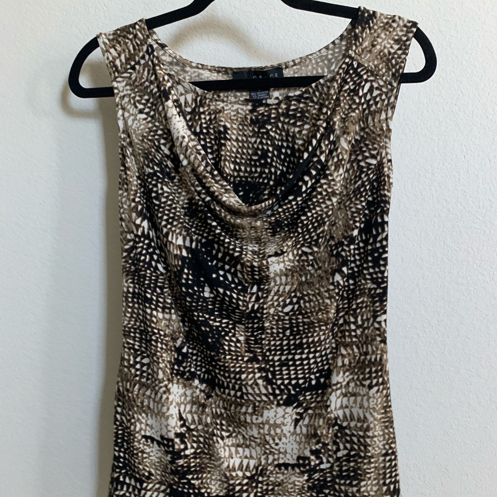 Grace Multicolor Sleeveless Cowl Neck Dressy Top